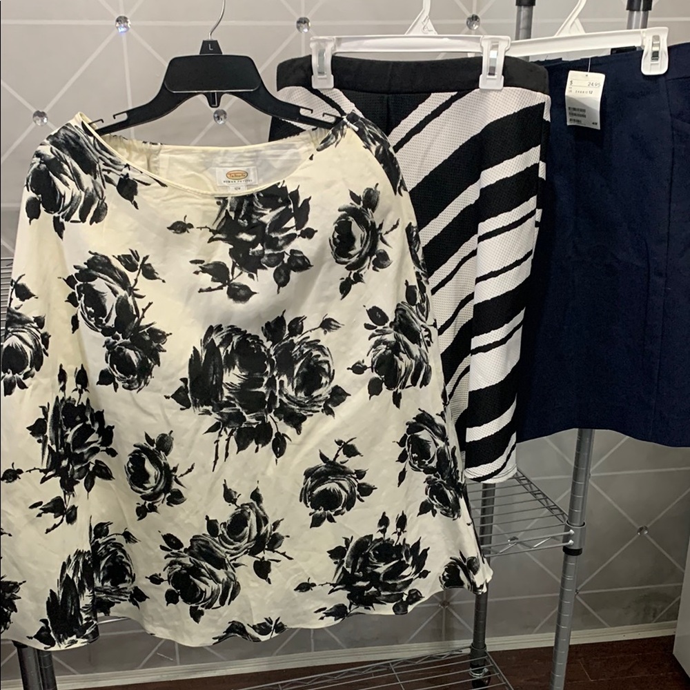 Talbots Black and White Floral Skirt, H&M NWT Blue pencil + 1 More